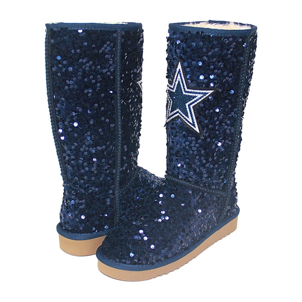 NFL Licensed Dallas Cowboys Knee High Sequin Boots